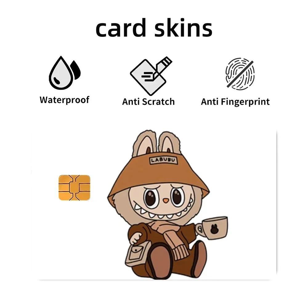 Labubu Stickers Sticker Decal 4pcs PVC Credit Card Skin Removable Self-adhesive Protective Film