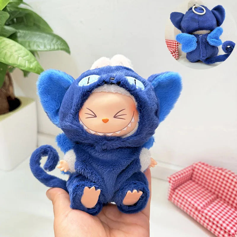Blue Cat Two-Piece Outfit Set with Keychain