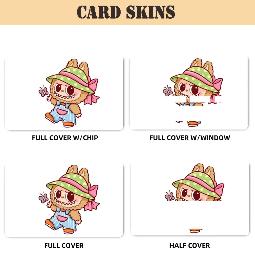 Labubu Stickers Sticker Decal 4pcs PVC Credit Card Skin Removable Self-adhesive Protective Film