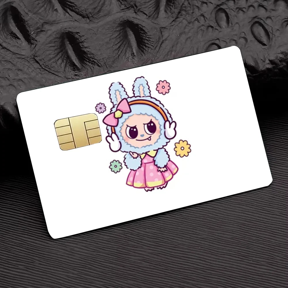 Labubu Stickers Sticker Decal 4pcs PVC Credit Card Skin Removable Self-adhesive Protective Film