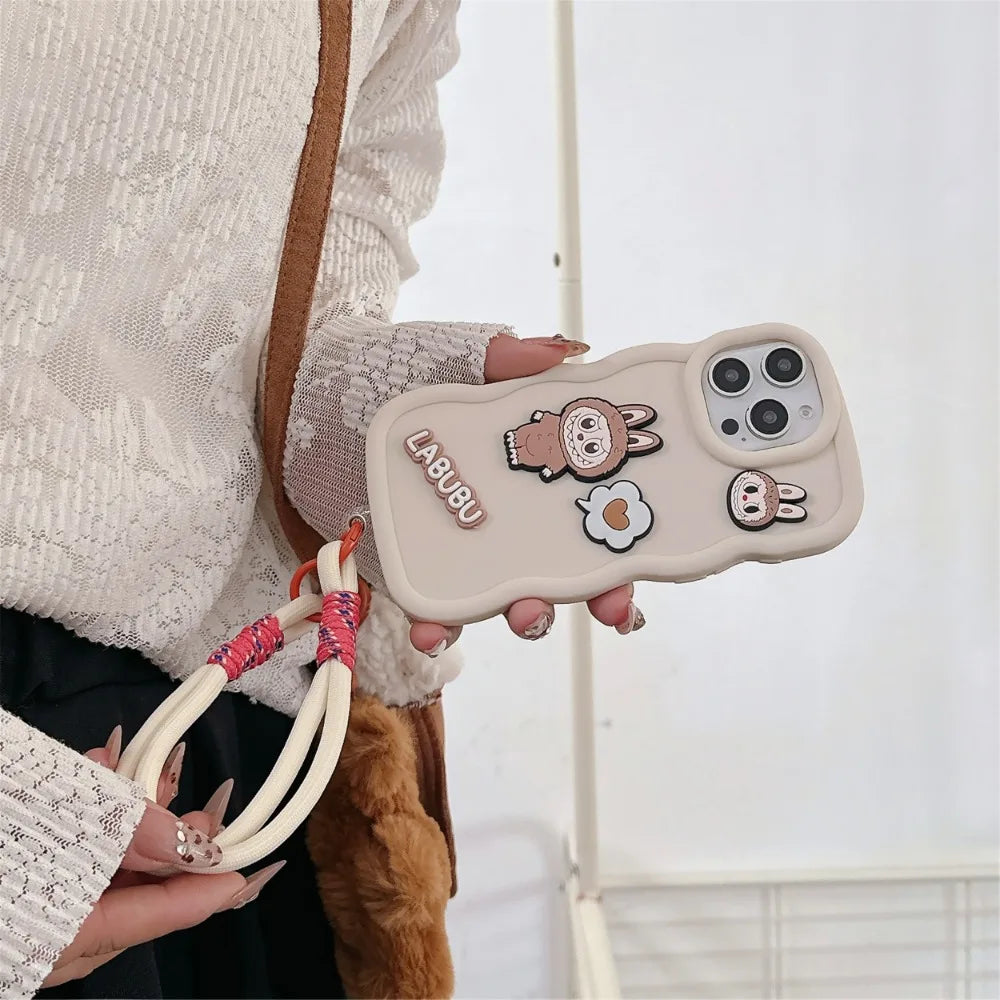 Wrist Strap Phone Case for IPhone 12 11 Pro Max XS X XR 7 8 Plus Silicone Soft Protective Cover