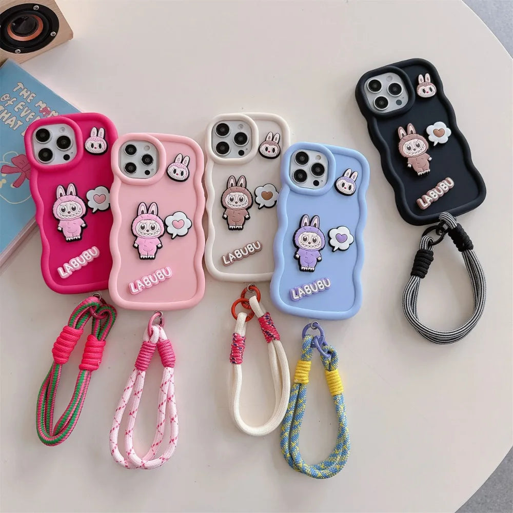 Wrist Strap Phone Case for IPhone 12 11 Pro Max XS X XR 7 8 Plus Silicone Soft Protective Cover