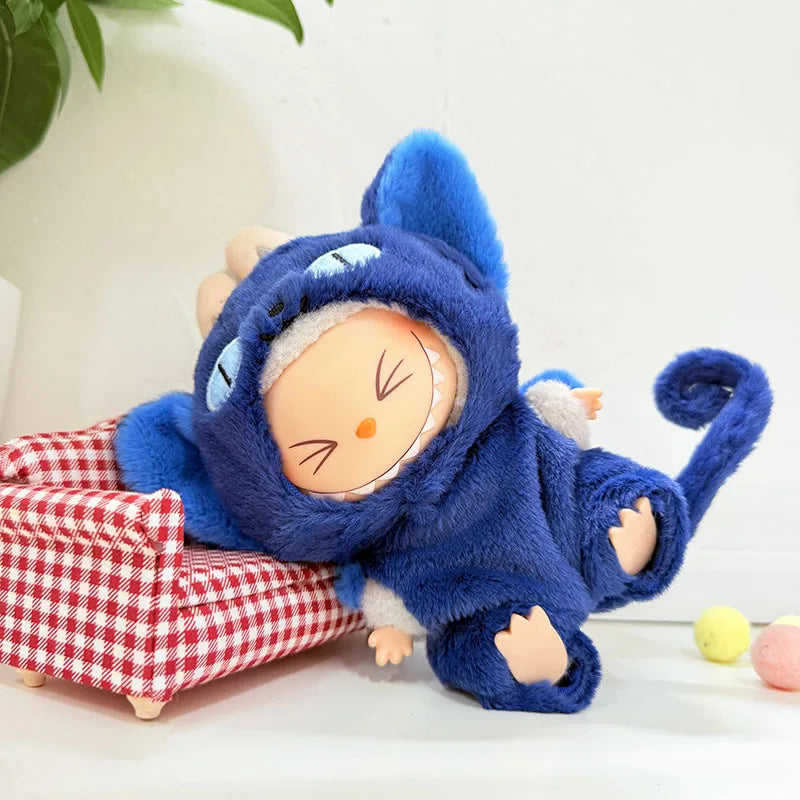 Blue Cat Two-Piece Outfit Set with Keychain