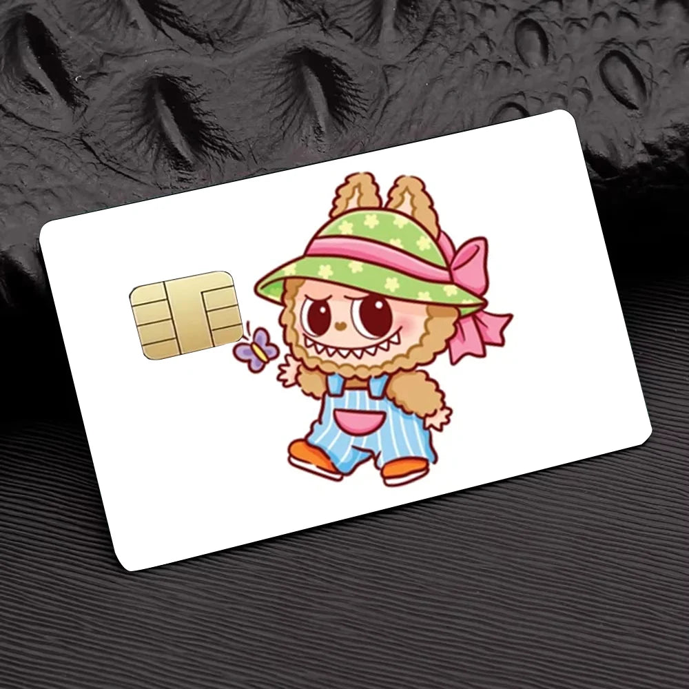 Labubu Stickers Sticker Decal 4pcs PVC Credit Card Skin Removable Self-adhesive Protective Film