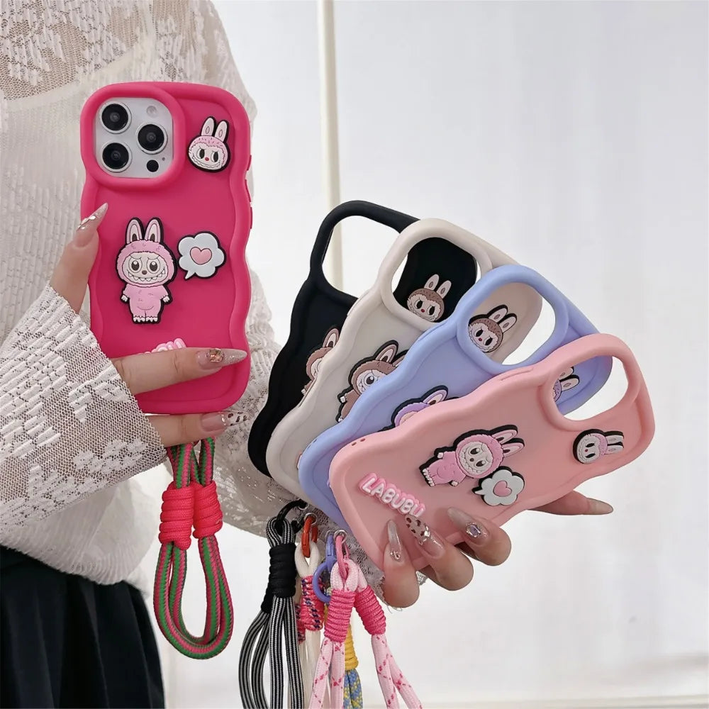 Wrist Strap Phone Case for IPhone 12 11 Pro Max XS X XR 7 8 Plus Silicone Soft Protective Cover