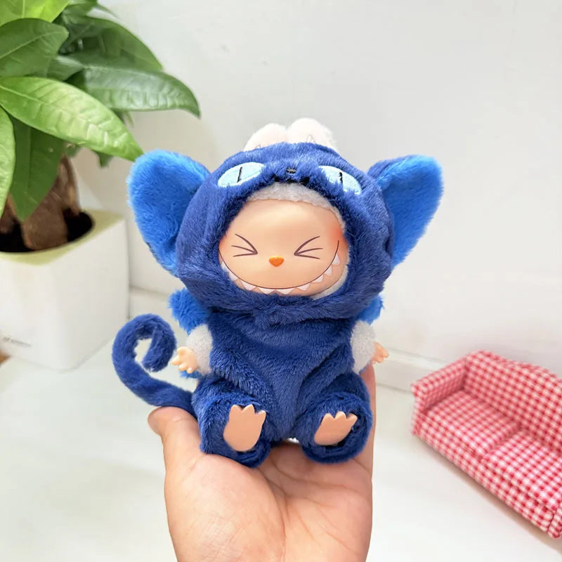 Blue Cat Two-Piece Outfit Set with Keychain