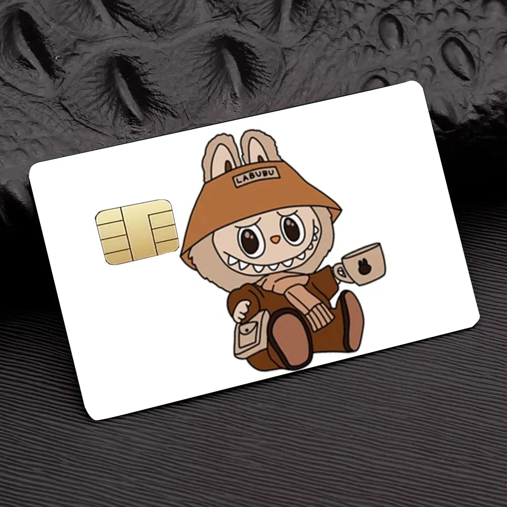 Labubu Stickers Sticker Decal 4pcs PVC Credit Card Skin Removable Self-adhesive Protective Film