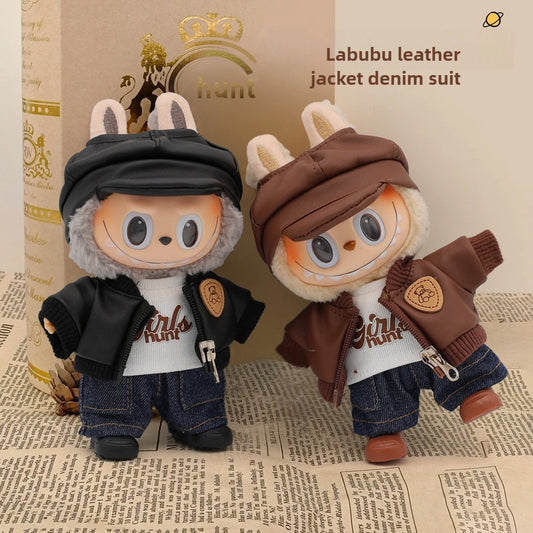Fashion Leather Jacket Jeans Clothing Set