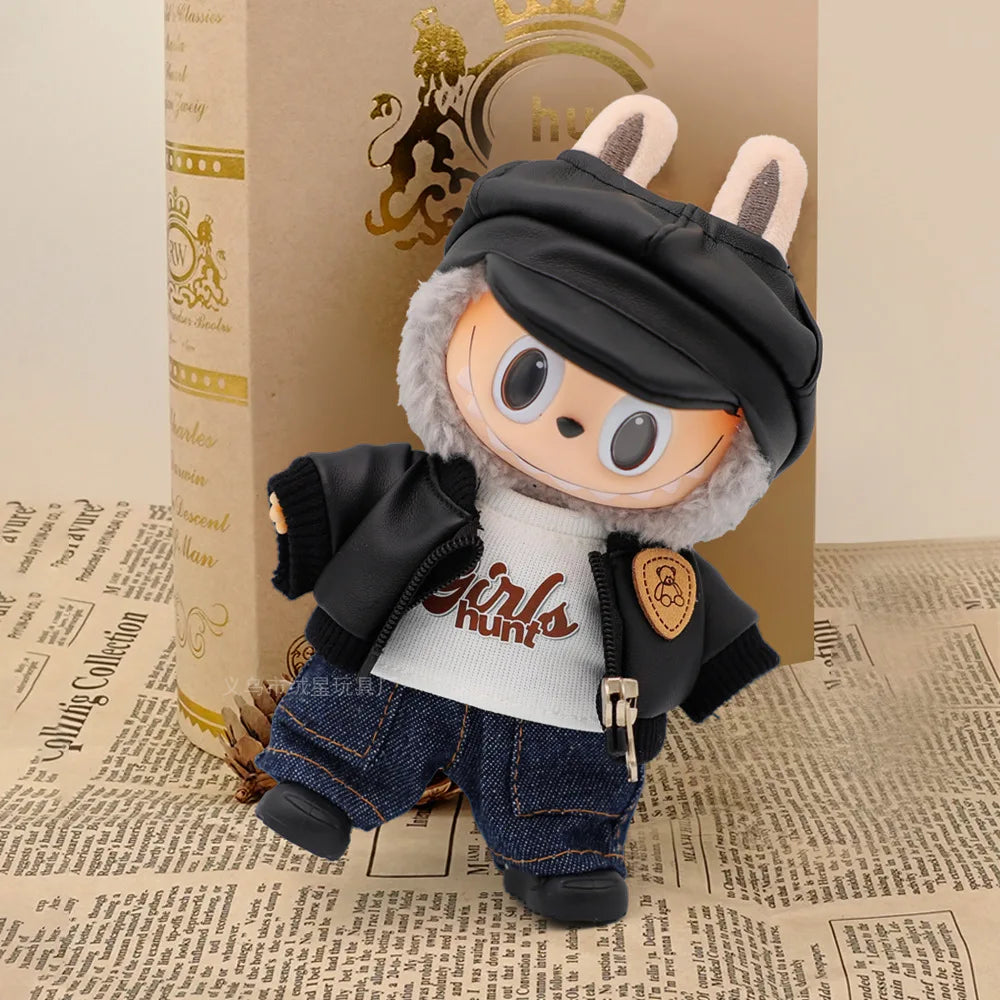 Fashion Leather Jacket Jeans Clothing Set